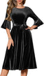 HomRain Long Sleeve Midi Velvet Dress for Women Vintage Christmas Dresses