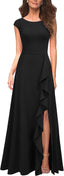 MUSHARE Women's Cocktail Dresses with Pockets Ruffled Sexy Split Party Long Formal Dress
