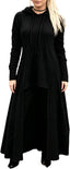 JMSUN Women Sweater Dress Hooded Costume High Low Drop Shoulder Longline Gothic Pullover Outfit
