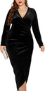 TINSTREE Womens Plus Size Velvet Bodycon Dresses Sexy Cocktail Dress