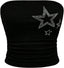 WDIRARA Women's Star Rhinestone Strapless Crop Tube Bandeau Top