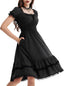 Scarlet Darkness Womens Gothic Pirate Corset A Line Midi Dress with Pockets