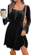 Dokotoo Womens Fall Dresses Lace Long Sleeve Velvet Dress