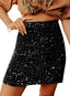 Happy Sailed Women’s Sequin Skirt Sparkly Stretchy Velvet High Waisted A-Line Glitter Mini Skirts for Night Out Party