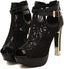 Women's Pretty Lace Flowers Open Toes High Heels Ankle Boots