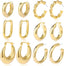 30 Pairs Chunky Gold Hoop Earrings for Women, Multipack Jewelry for Gift