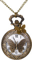 Hollow Butterfly Pocket Watches: Bronze Vintage Retro Analog Quartz Wa