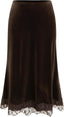 CIDER Vintage Velvet Midi Skirt for Women Lace Hem A Line Maxi Skirt