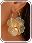 Flower Dangle Gold Earrings for Women Trendy Statement Hoop Earring Jewelry