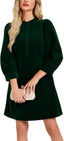Ladyful Velvet Dress for Women Fall 3/4 Sleeve Cocktail Mini Shift Dress