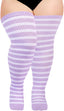 Moon Wood Plus Size Thigh High Socks for Women Knit Cotton Extra Long Striped Over the Knee High Socks Leg Warmers