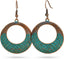Vintage Bronze Turquoise Engraved Flower Earrings