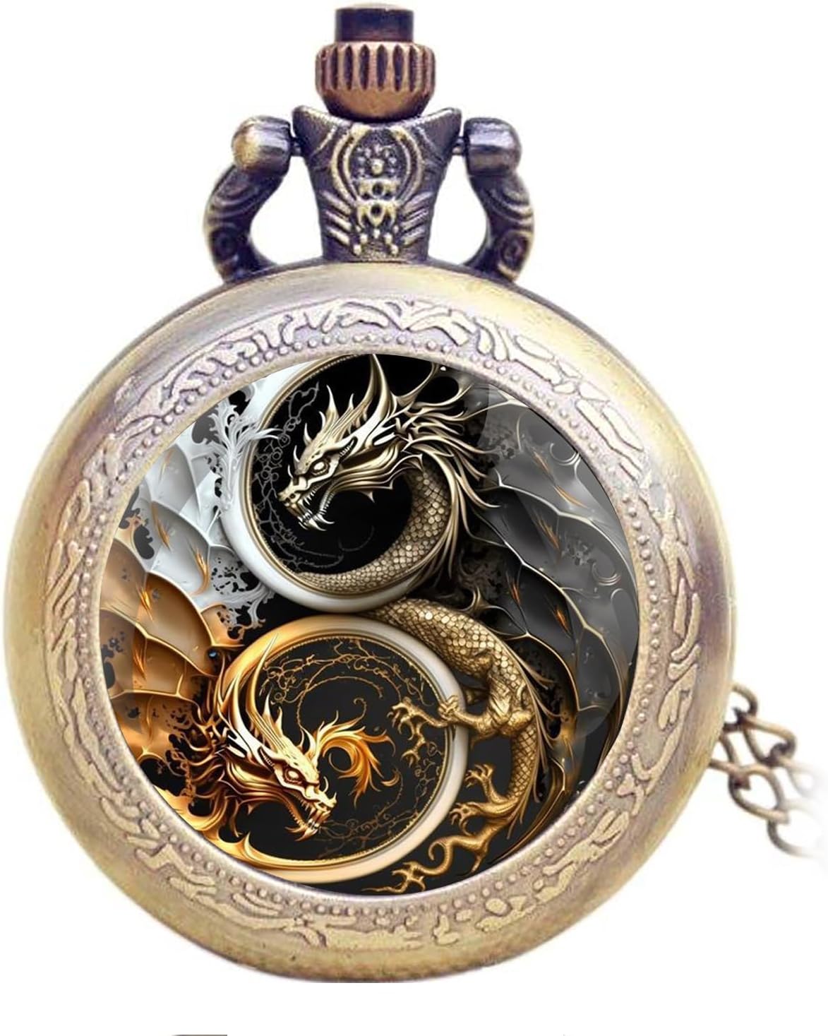 Vintage Pocket Watch for Women Men Dragon Eagle Crow Design Bronze Qua