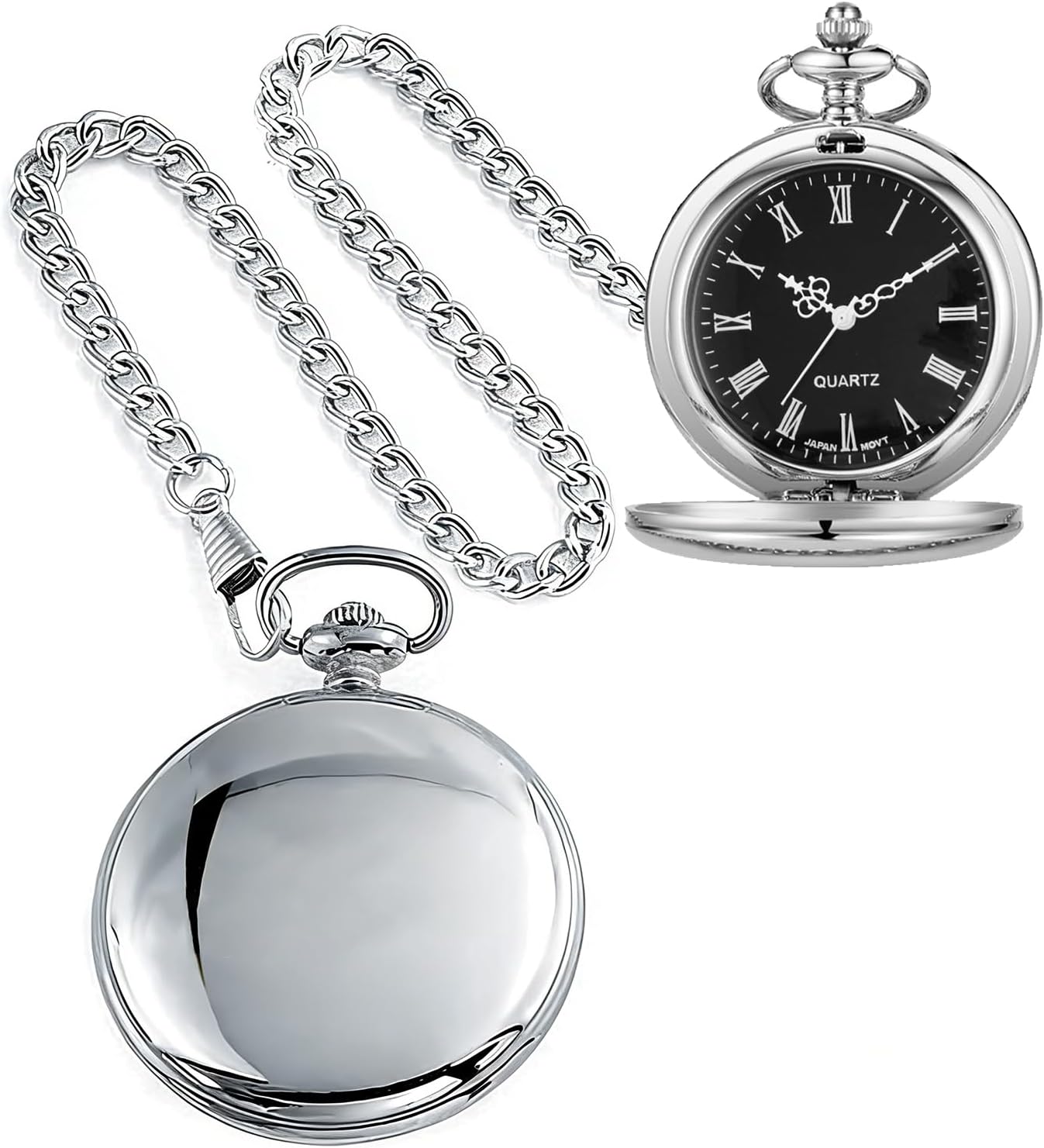 Smooth Pocket Watch Alloy Steel Quartz Roman/Arabic Numerals with 37cm