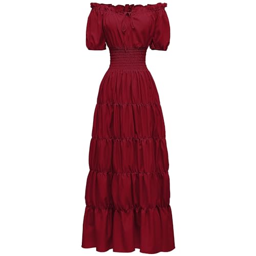 Abaowedding Renaissance Women Medieval Chemise Dress Pirate Peasant Top Irish Under Dress