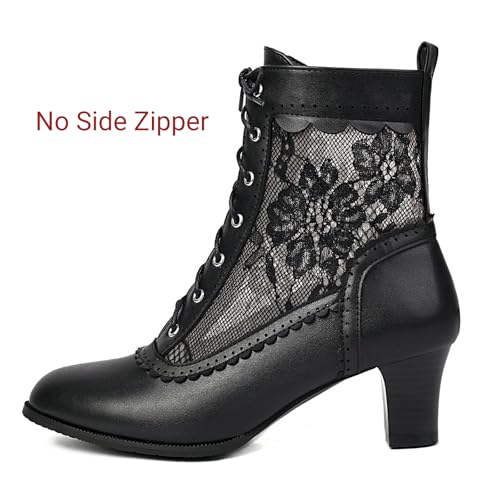 Uniquelly Women Vintage Victorian Boots Lace Up Ankle Boots