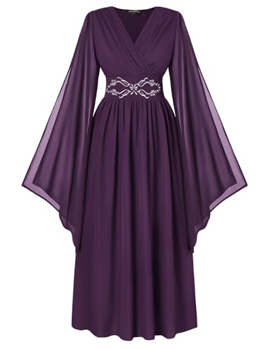 Scarlet Darkness Women's Renaissance Costume V Neck Medieval Fairy Dresses