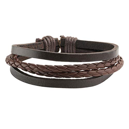 6-12PCS Braided Faux Leather Bracelet Punk Cuff Wrap Bracelets for Men Women Adjustable