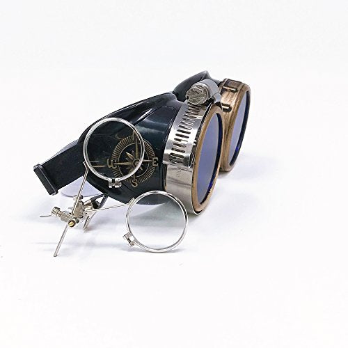 Victorian Steampunk Goggles with Compass & Ocular Loupe