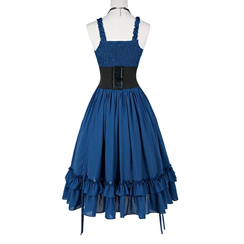 Steampunk Renaissance Costume Dress High Low Corset Midi Dresses