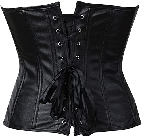 Faux Leather Zipper Steampunk Corset Bustier