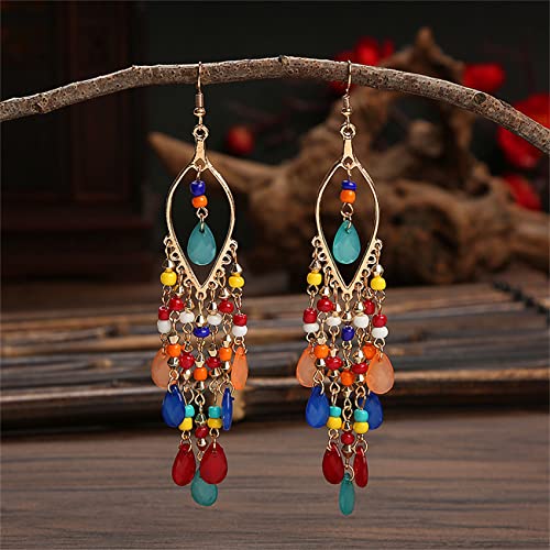 Crystal Beaded Tassel Bridal Earrings