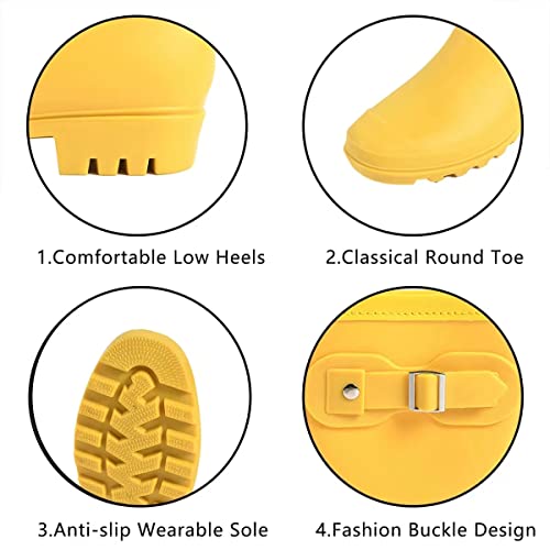 Women's Mid Calf Rain Boots Waterproof Fashion Shoes