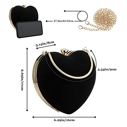 Velvet Heart-Shaped Clutch — Small Cute Evening Bag