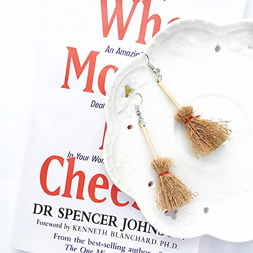 Cute Broom Earrings Witch's Flying Straw Broom handmade Funny Earrings for Women Jewelry