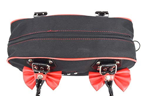 Cherry Bomb Skull Cherries Polka Dot Bow Handbag Rockabilly Black Red