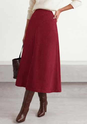 BTFBM Women Faux Suede Midi Long Skirt Fall Fashion 2026