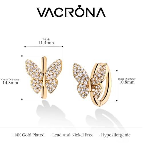 Cubic Zirconia Huggie Earrings 14k Gold Plated Tiny Earrings Small Huggie Hoop Earrings Simple Lightweight Hoops Gift for Women