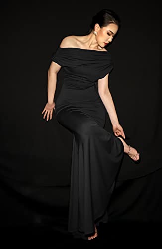 YMDUCH Women's Sleeveless Off Shoulder Long Formal Party Dress