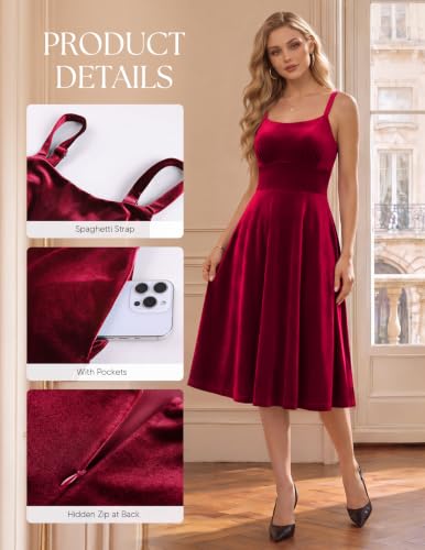 Belle Poque Women's 2026 Fall Winter Velvet Dresses with Pocket