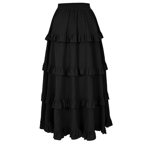 Women's Renaissance Skirt Pirate High-Low Ruffle Maxi Skirts