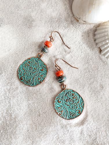 Antique Turquoise Bohemian Drop Earrings