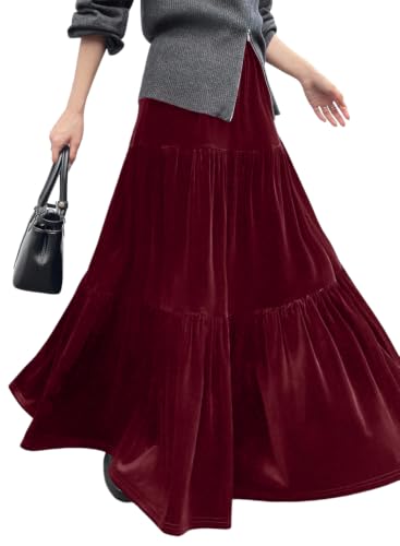 BLENCOT Women's Maxi Skirt Ruffle Flowy Long Fall Skirts Business Casual Main image