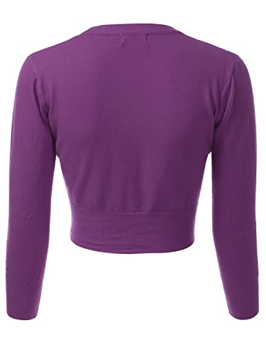 Women's 3/4 Sleeve Soft Open Front Cropped Sweater Cardigan (S-XXL)
