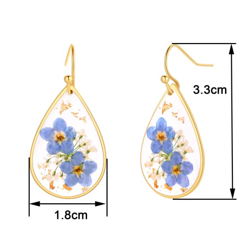Forget-Me-Not Pressed Flower Earrings | Handmade Drop and Dangle Earrings | Pressed Flower Jewelry | Thanksgiving Christmas birthdays | Gift for Woman