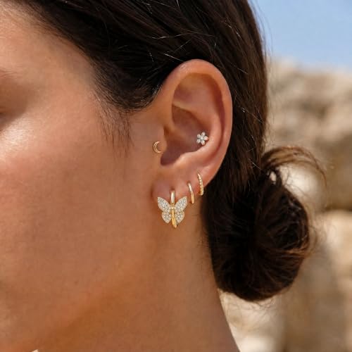 Cubic Zirconia Huggie Earrings 14k Gold Plated Tiny Earrings Small Huggie Hoop Earrings Simple Lightweight Hoops Gift for Women