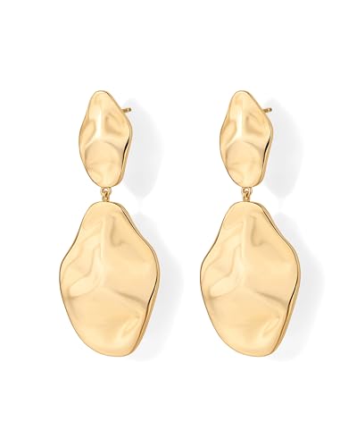 PAVOI 14K Gold Plated Teardrop Statement Drop Dangle Earrings for Women