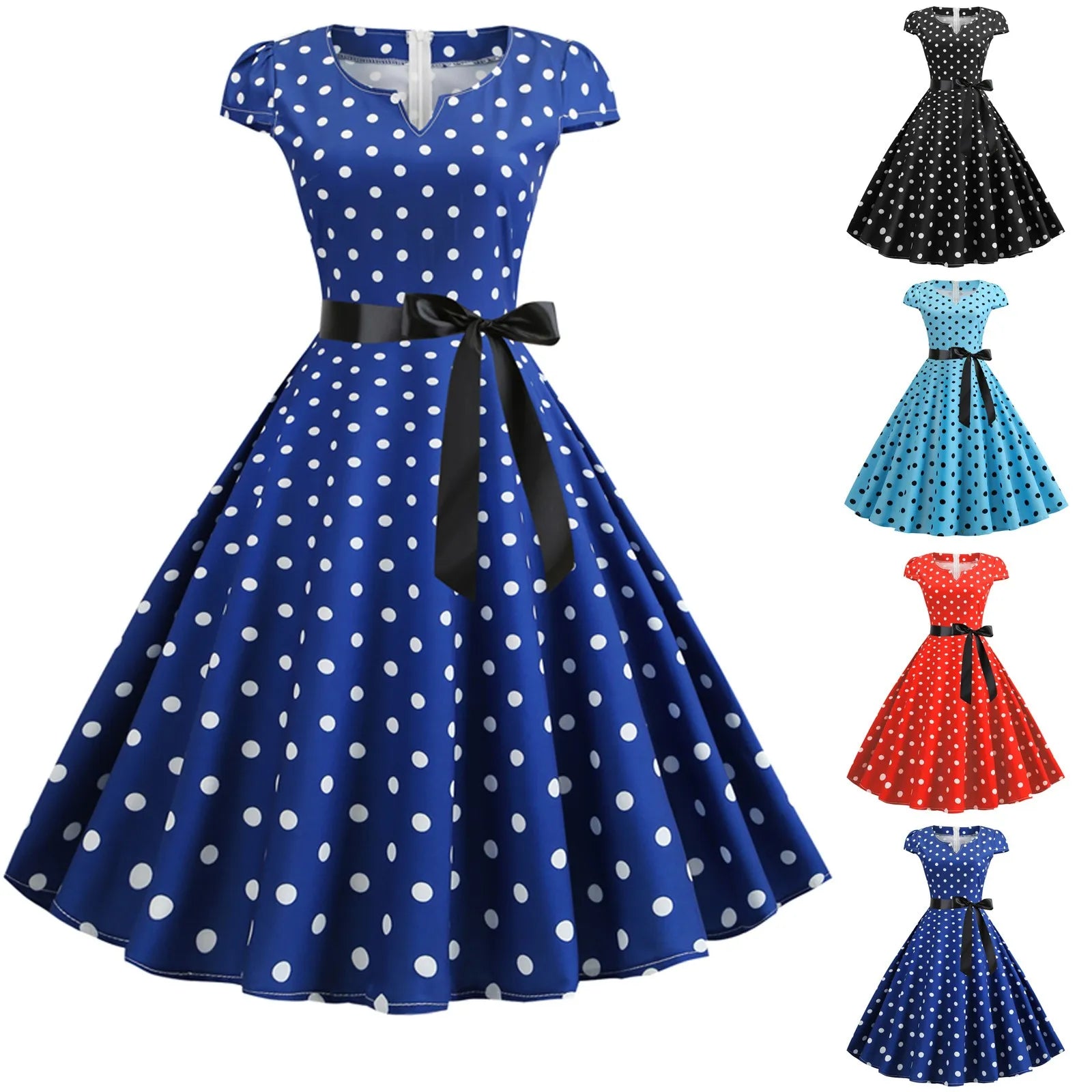 Polka Dot Vintage Swing Dress - 1950s Rockabilly Pin-Up Style Secondary image