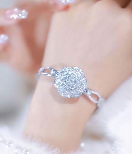 ADSBIAOYE Elegant Women's Watch Flower-Shaped Diamond flip Fashion Lux