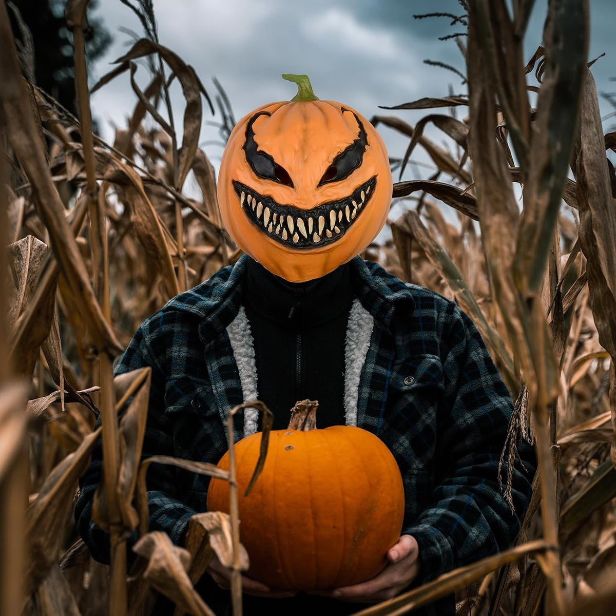 Creepy Pumpkin Mask, Scary Pumpkin Head Mask For Halloween Costume Party Props Adult Men Women