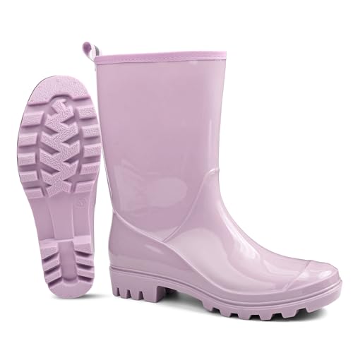 Women's Mid-calf Waterproof Rain Boots – Seamless Pvc With Anti-slip