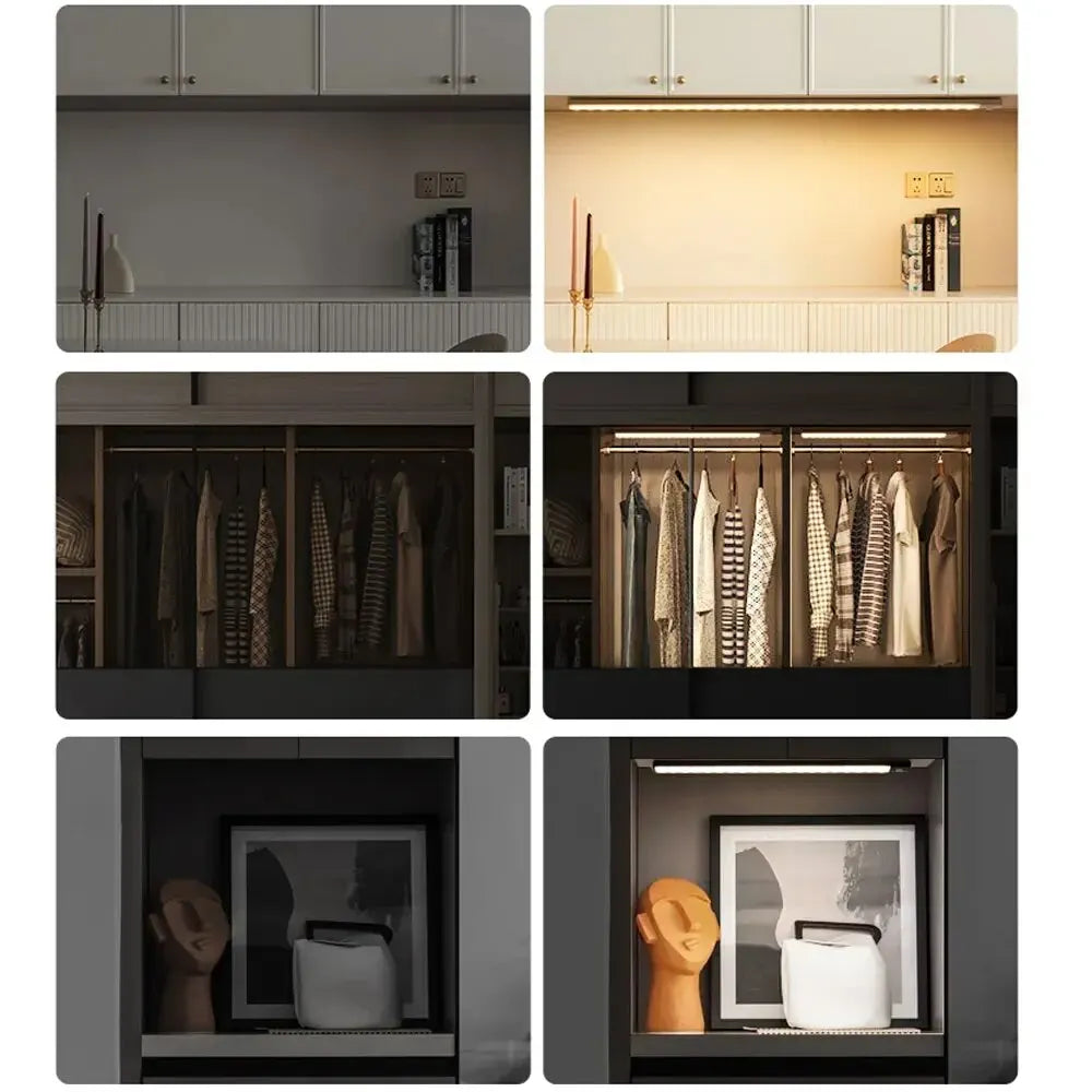 LED Cabinet Light USB Type-c Rechargeable Motion Sensor LED Lamp for Kitchen Wardrobe Cabinet Lig...