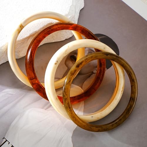 Acrylic Bangles Bracelets for Women, Irregular Acrylic Resin Chunky Bracelets Geometric Fashions Thick Statement bangle Set
