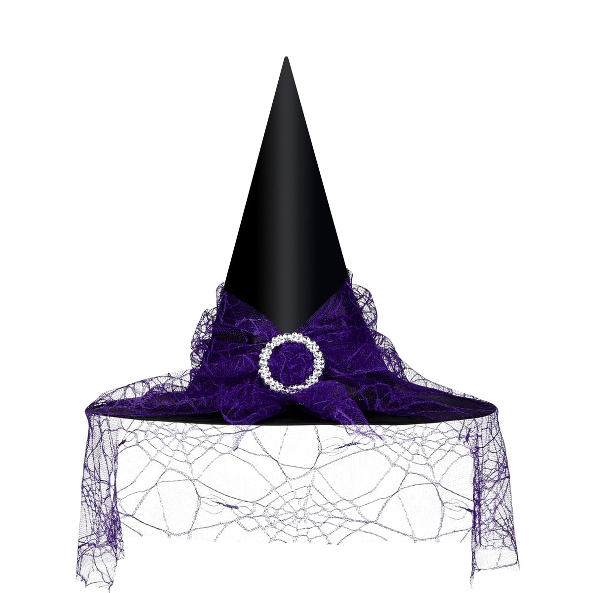 Edoneery Halloween Witch Hat for Women, Mesh Lace Cosplay Costume Accessory
