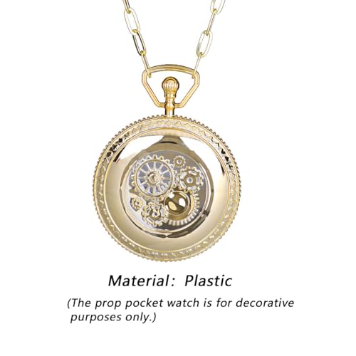 Honcloud 3.7 Inches Diameter Gold Prop Pocket Watch for Red Halloween