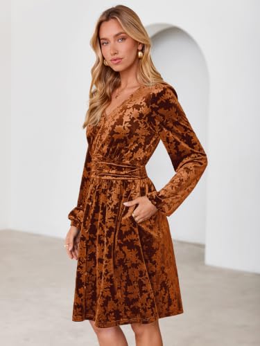 Simplee Womens Velvet Dress Fall Long Sleeve Cocktail Party Winter Dresses